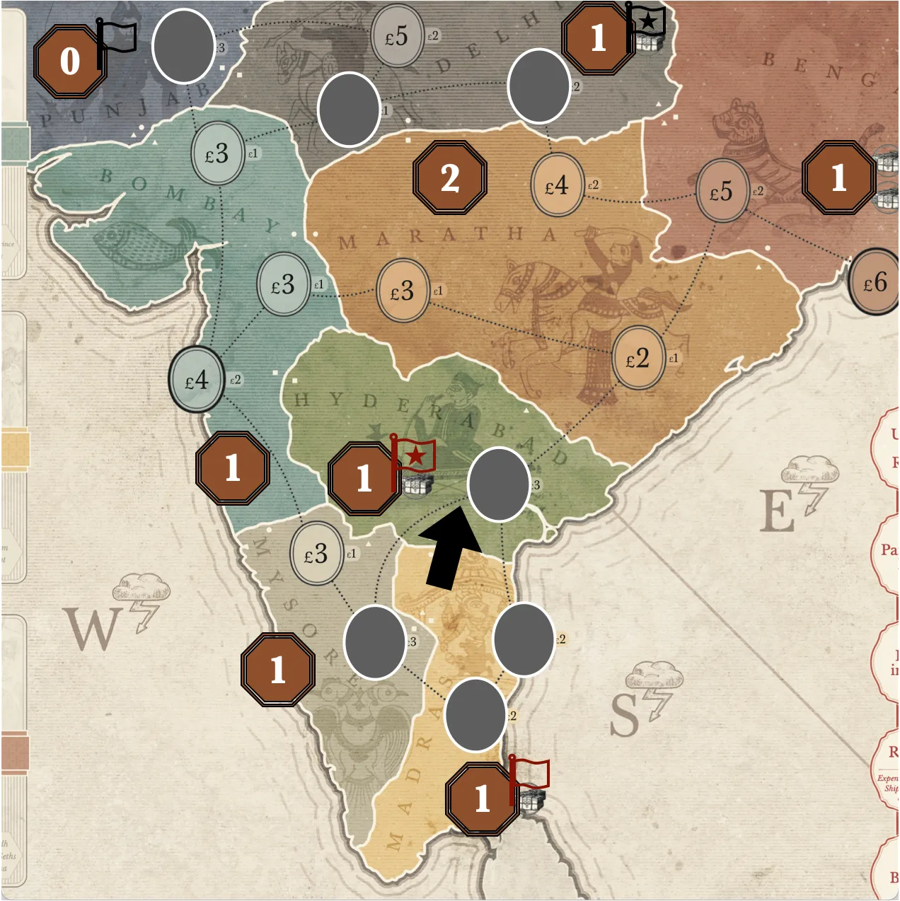 The proposed initial map for the 1733 scenario